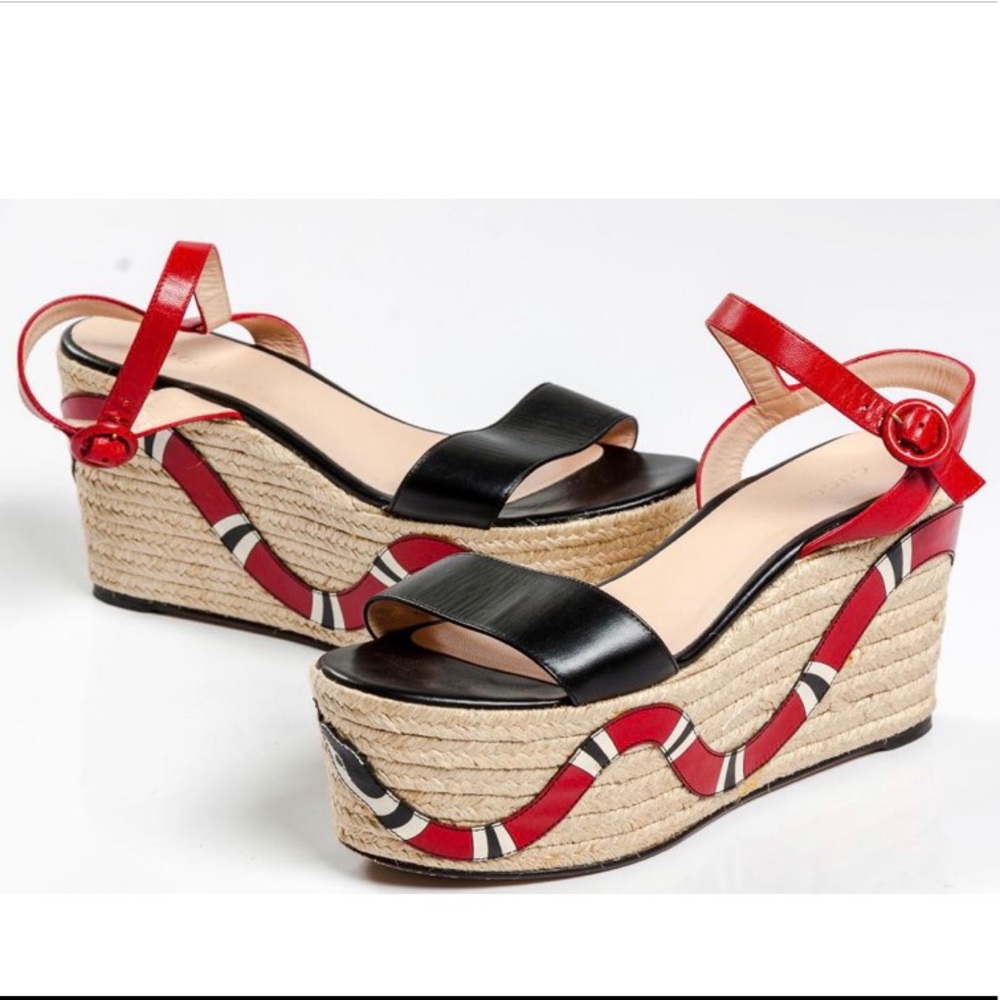 GUCCI Barbette Espadrille Wedge Sandal
